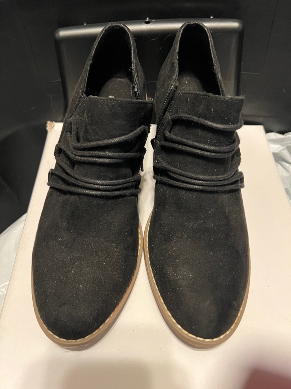 Rocket Dog Black Suede Ankle Boots with Rope Detail